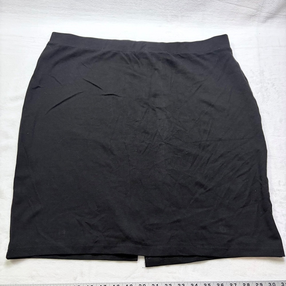 H&M Skirt Pencil Back Slit Black Elastic Waist Solid XL BodyCon Casual